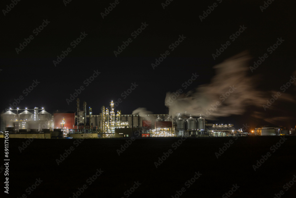 Fototapeta premium Bioethanol production plant, rafinery, nigh, industry, Lower Silesia