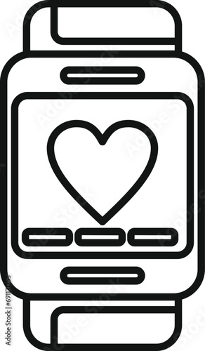 Modern smartwatch icon outline vector. Sport data run. Health heart rate