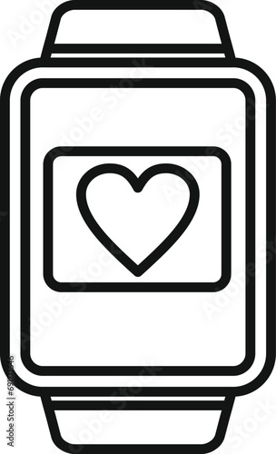 Heart data track icon outline vector. System sport data. Fitbit device
