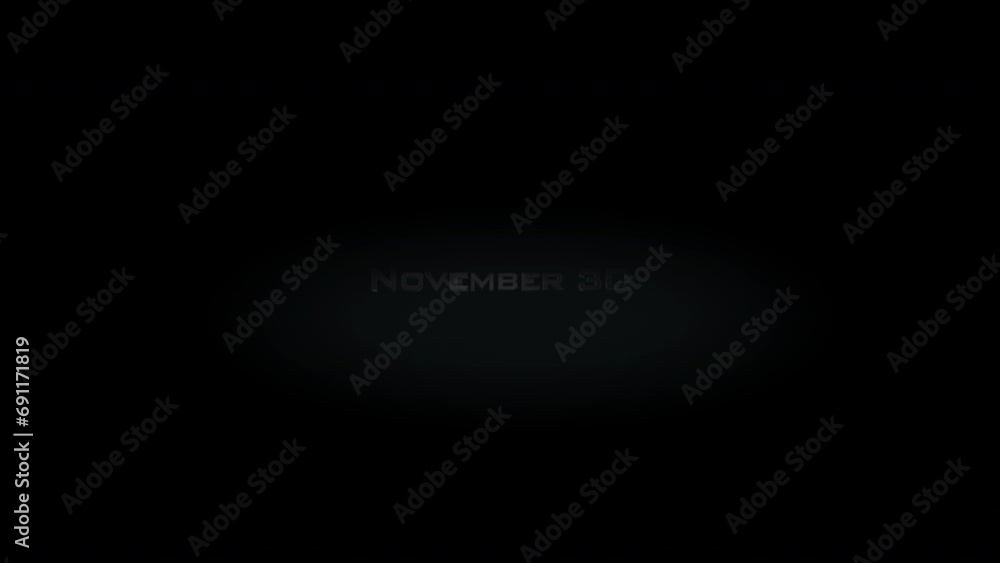 November 30 3D title metal text on black alpha channel background November 30 3D title metal text on black alpha channel background