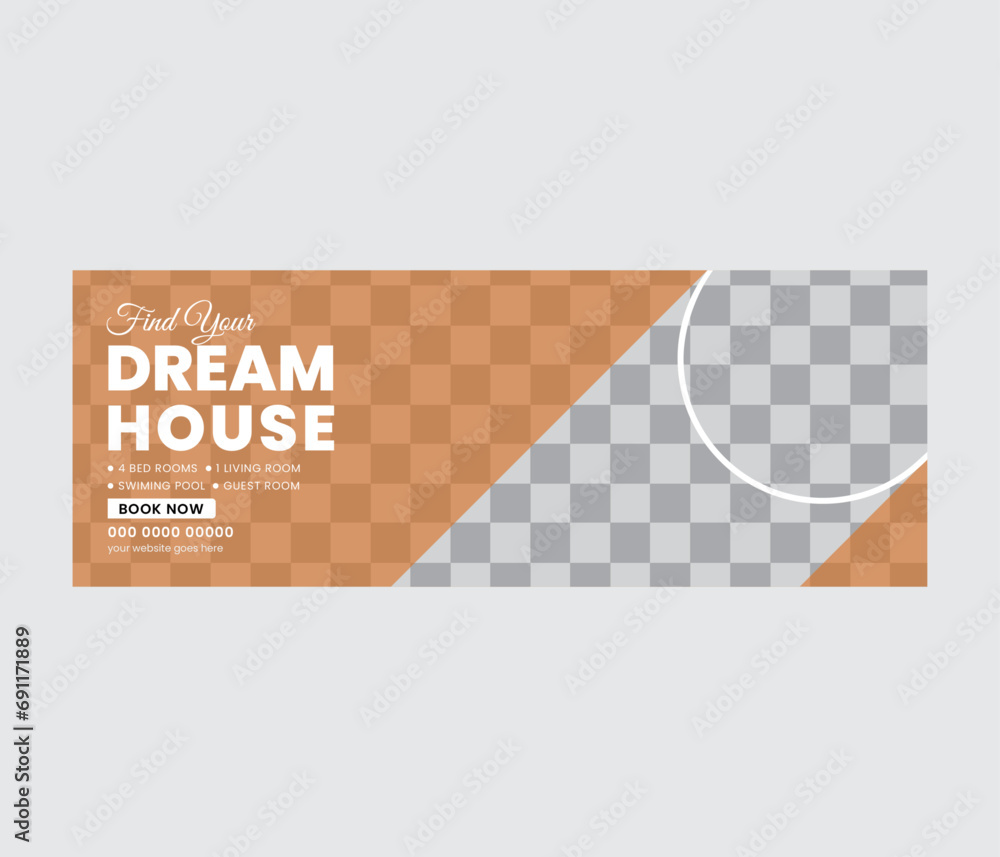 Real estate house property facebook cover banner template.