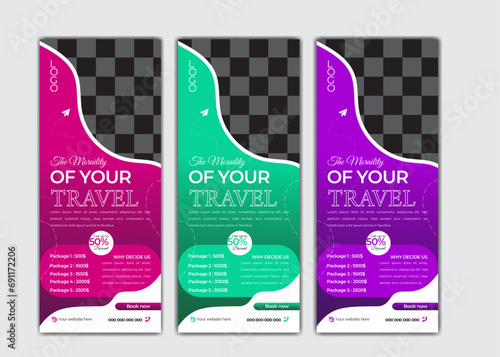 Travel business agency standee x rollup pullup retractable signage banner design vector template. Roll up Banner,,,