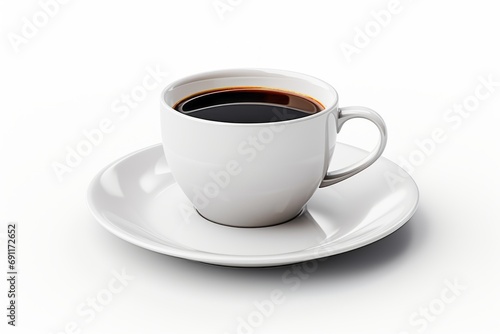 White coffee cup in mug, side view isolated on white background for graphic design and advertising