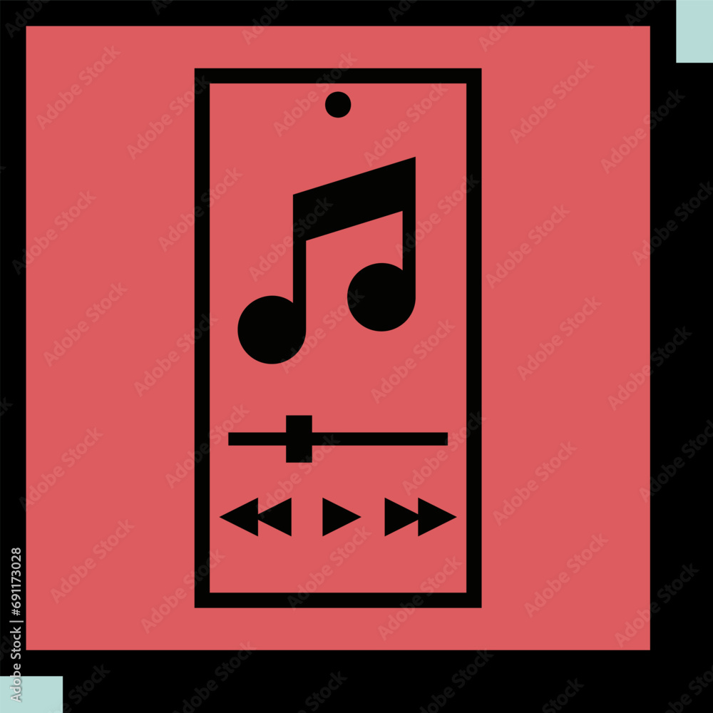 Smartphone with music player app vector icon Smartphone with music player app vector icon