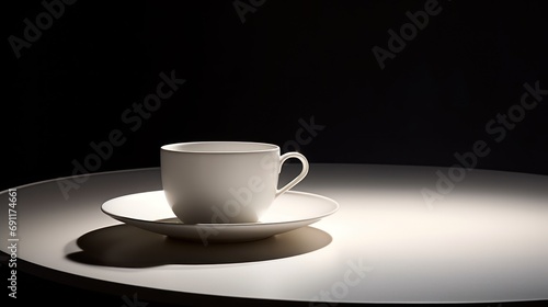 Wallpaper Mural  a white coffee cup sitting on top of a saucer on top of a white saucer on top of a white saucer on top of a white table. Torontodigital.ca