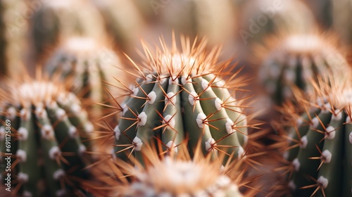 An image of a cactus with dry needles taken up close. photo