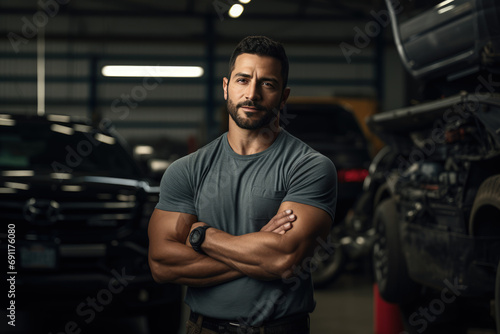 Mechanic in a garage © bornmedia