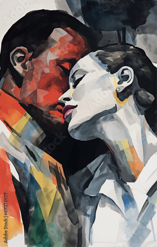 Lovers black and white couple