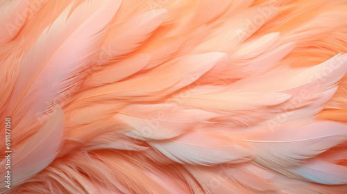 close-up of the flamingo bird feather ,peach fuzz color of the year 2024 
