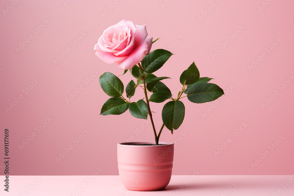 a detailed image of a pink rose flower, in full bloom created with Generative Ai a detailed image of a pink rose flower, in full bloom created with Generative Ai