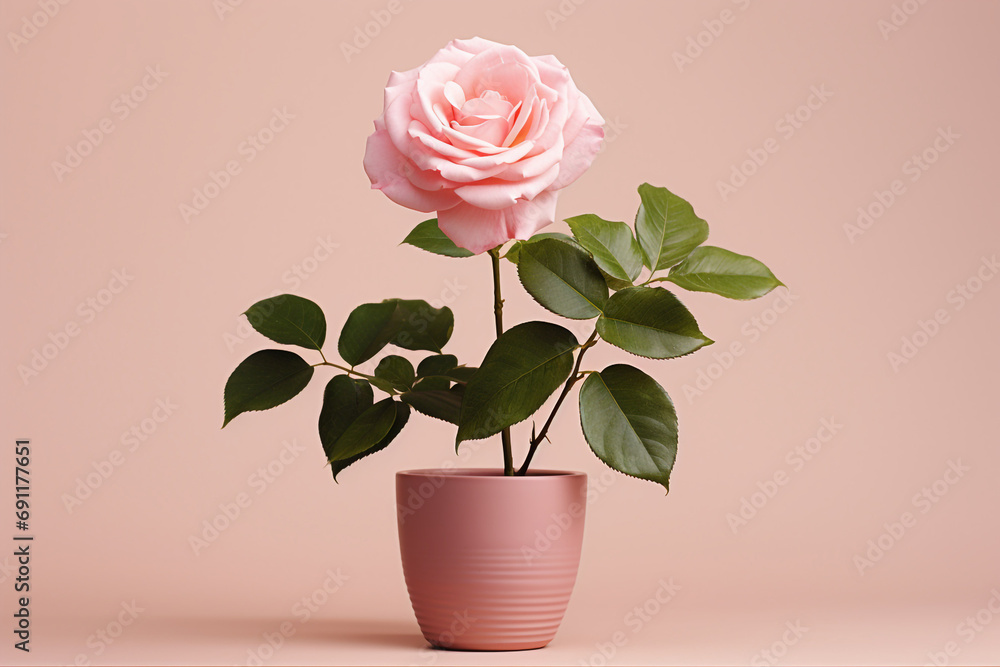 a detailed image of a pink rose flower, in full bloom created with Generative Ai a detailed image of a pink rose flower, in full bloom created with Generative Ai