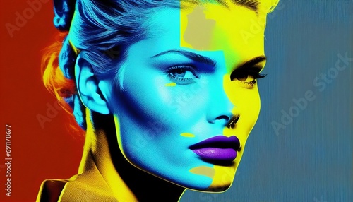 A model with bold and contrasting colors, paying homage to the vibrant palette of the Pop Art movement.