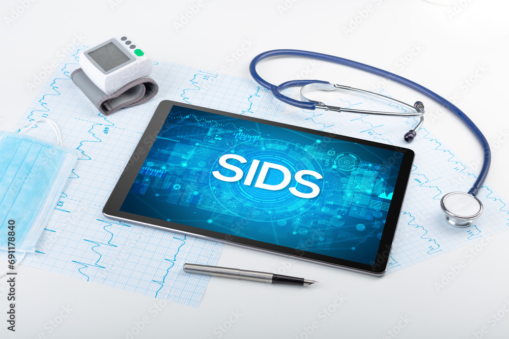 Close-up view of a tablet pc with medical abbreviation Close-up view of a tablet pc with medical abbreviation