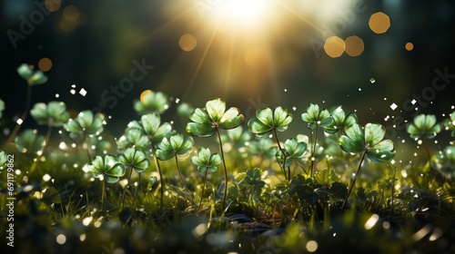 Green clover St. Patricks Day background for festive celebrations and holiday designs © Viktor  Shmihinskyi