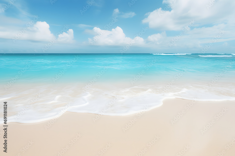 Tropischer Sandstrandzauber: Hintergrund mit sanft wiegenden Palmblättern für die perfekte Urlaubsatmosphäre