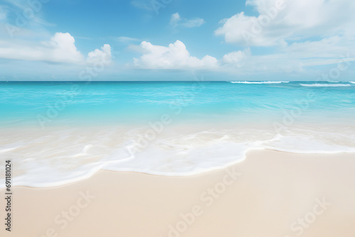Tropischer Sandstrandzauber: Hintergrund mit sanft wiegenden Palmblättern für die perfekte Urlaubsatmosphäre