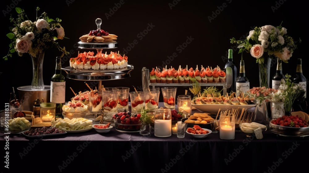 Catering wedding buffet for events, food photography