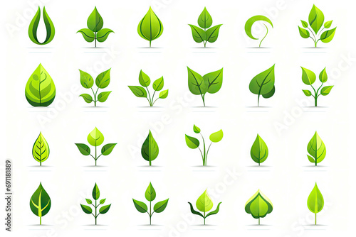 Green energy icon. Renewable eco power logo set. Illustration