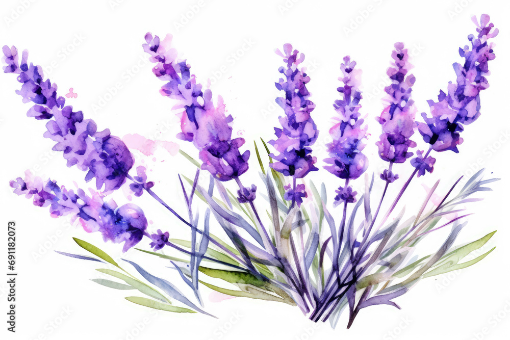 Fototapeta premium lavender flower watercolor isolated on white
