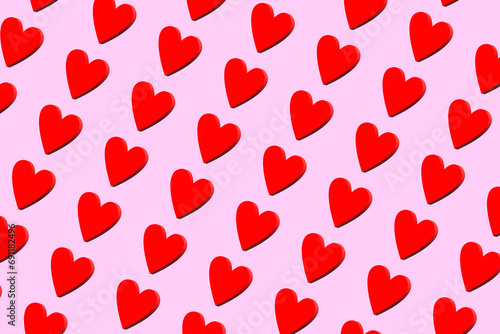 red heart patternt on pink background medium size