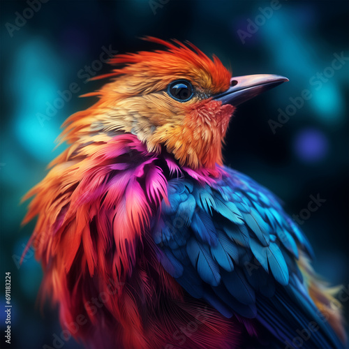 Close Up of a Colorful Tropical Bird. Portrait of an Exotic Wildlife Elegance. © LotusBlanc