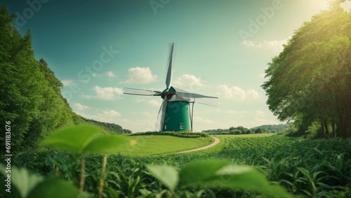 Wind mill in nature