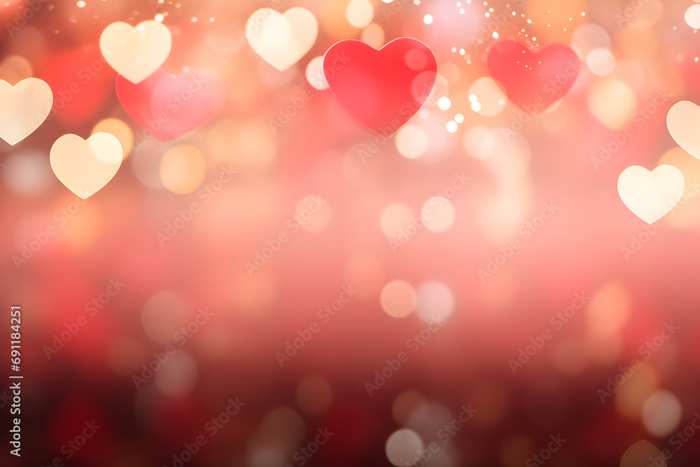 Liebeszauber: Romantisches Bokeh mit leuchtenden Herzen für den perfekten Valentinstag-Hintergrund