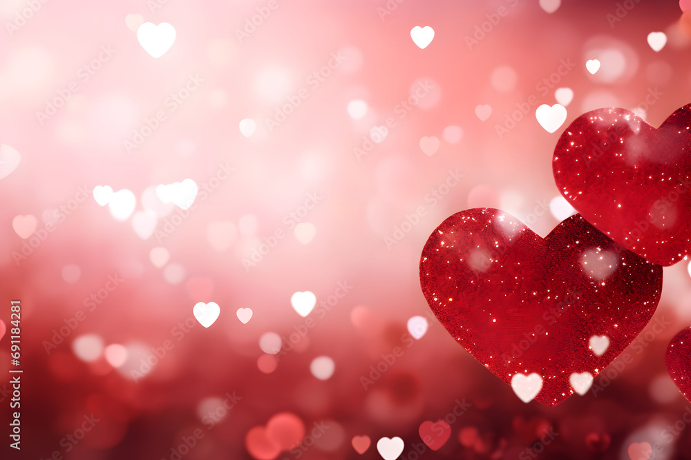Liebeszauber: Romantisches Bokeh mit leuchtenden Herzen für den perfekten Valentinstag-Hintergrund