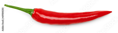 red hot chili pepper isolated on white background. macro. clipping path