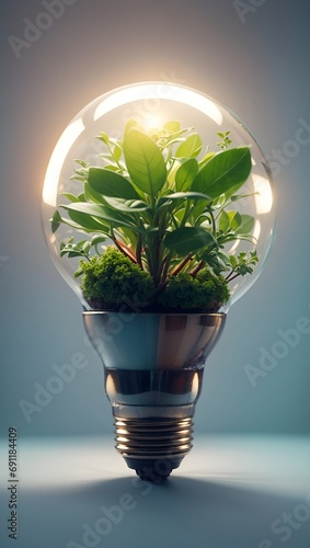 light bulb with a growing plant inside