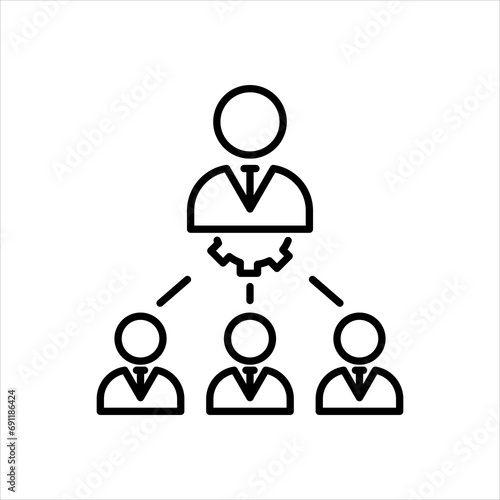 Supervisor icon. company her head supervisor or business manager called cfo symbol. work operation officer or head leader of employee group vector logo sign