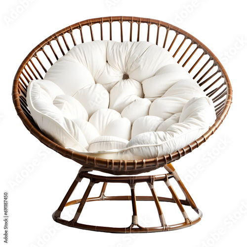 White Papasan Chair Isolated on Transparent Background