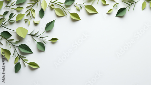 Delicate and artistic image of green minimal paper leaves frame crafted in origami sakura style  AI Generated