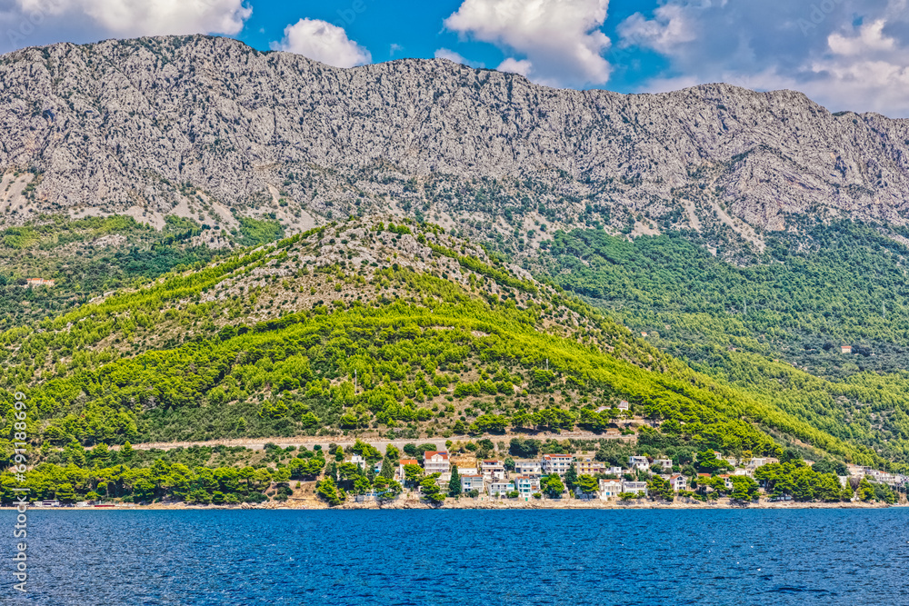 Drvenik Village and Biokovo Mountain Range, Croatia