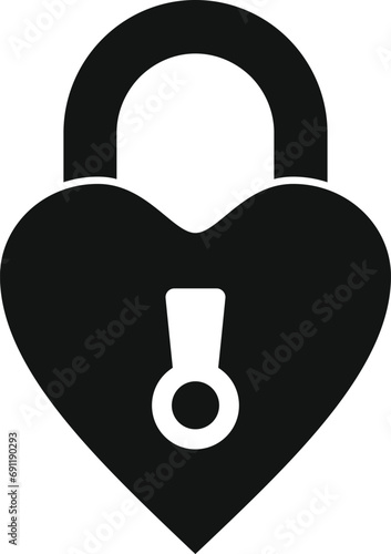 Heart padlock icon simple vector. Event planner. Marriage couple occasion