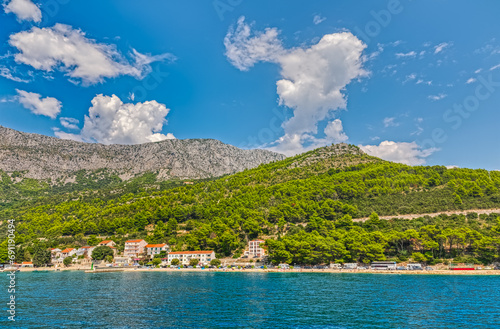 Summer View of Drvenik and Biokovo Mountain, Croatia