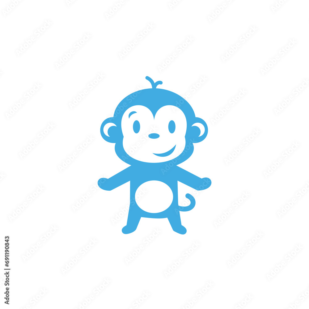 a cute and smiling monkey looking friendly and happy logo