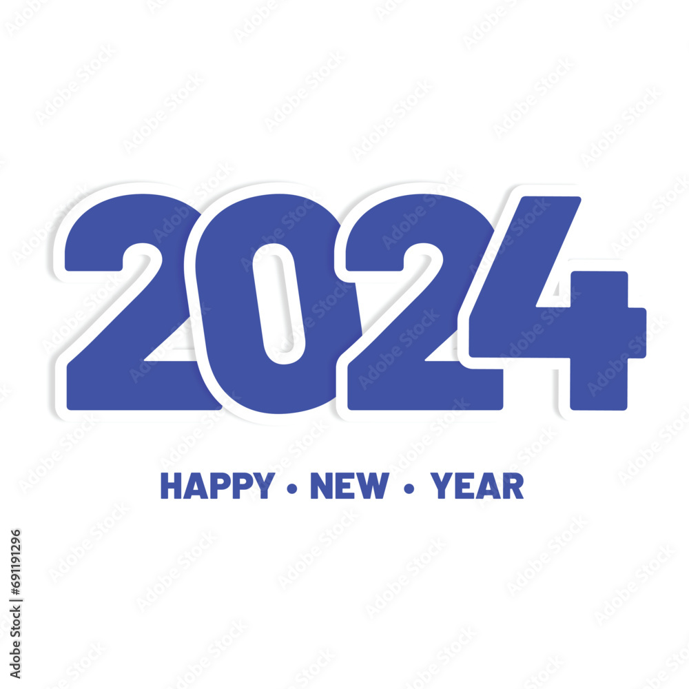 Happy new year 2024 card holiday with white background Happy new year 2024 card holiday with white background