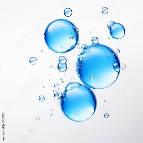 Fondo con detalle y textura de burbujas de colores azules sobre fondo de color blanco