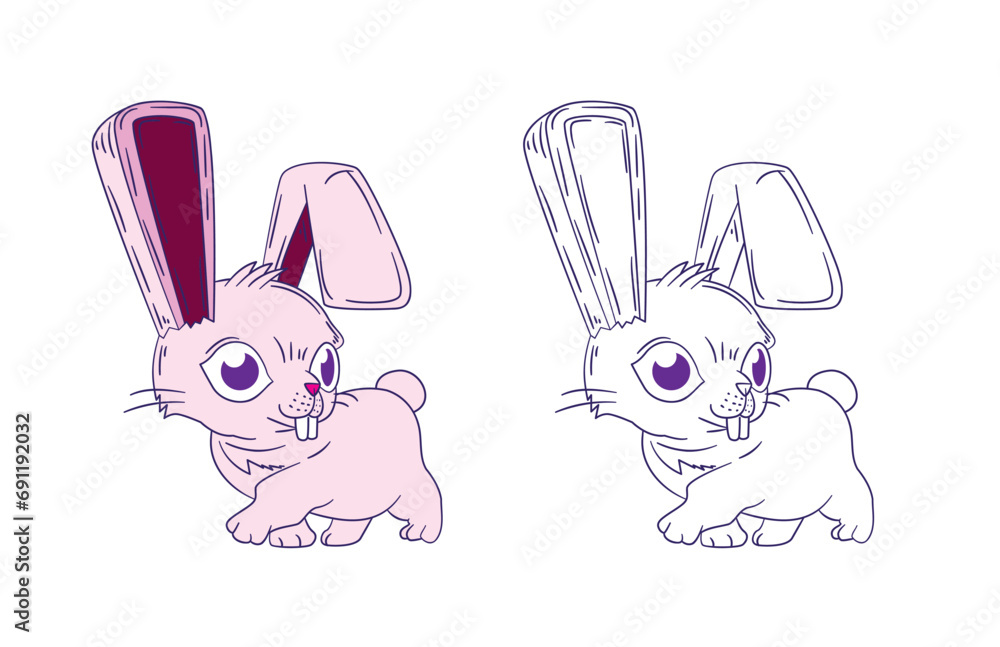 Fototapeta premium cute animal illustration for book drawing page