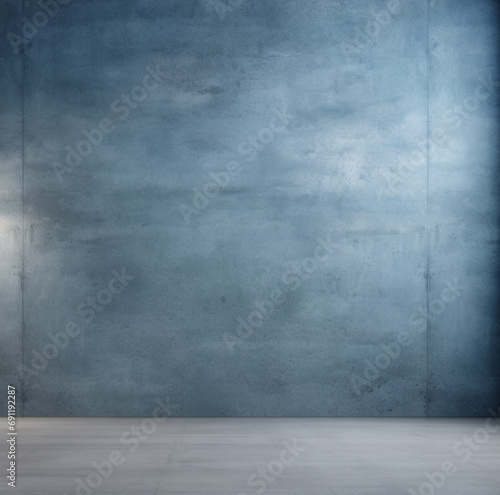 Fondo con detalle de estancia con pared de cemento pulido de tonos azules photo