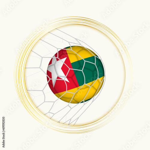 Togo scoring goal, abstract football symbol with illustration of Togo ball in soccer net.