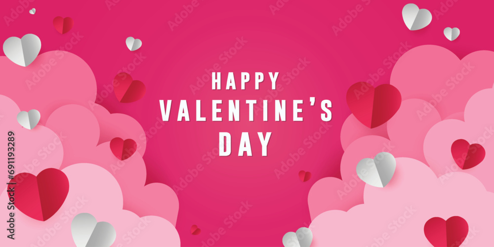 Vector valentines day elegant love card with hearts valentines day social media post with love text