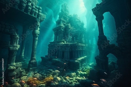 Legendary Atlantis. The sunken continent of an ancient highly developed civilization. Underwater historical discoveries © top images