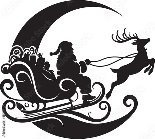 Santa On Sleigh EPS, Santa On Sleigh Silhouette, Santa On Sleigh Vector, Santa On Sleigh Cut File, Santa On Sleigh Vector
