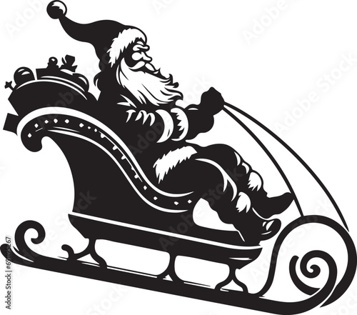 Santa On Sleigh EPS, Santa On Sleigh Silhouette, Santa On Sleigh Vector, Santa On Sleigh Cut File, Santa On Sleigh Vector
