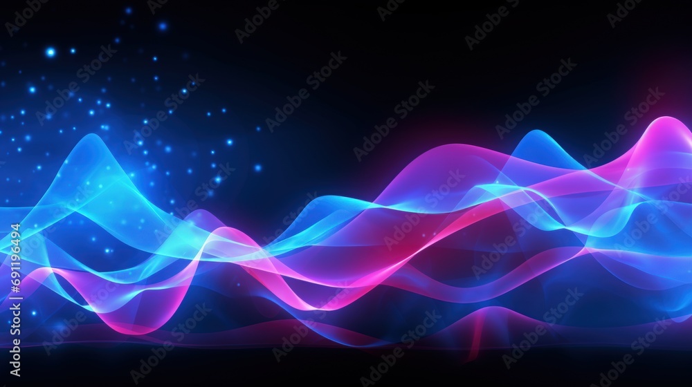 Dynamic abstract neon light colors glowing wavy lines background. - obrazy, fototapety, plakaty 