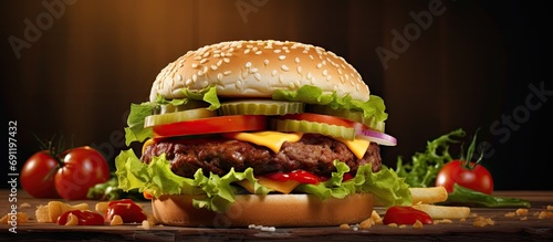 Burger burger king hamburger zinger burger fast food restaurant food cheese buns. Copy space image. Place for adding text photo