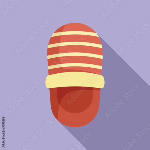 New home slippers icon flat vector. Indoor cozy. Winter fur snug
