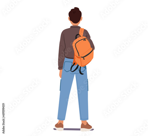 Man Wearing A Backpack On One Shoulder, Illustrating An Incorrect Pose, Potentially Causing Discomfort